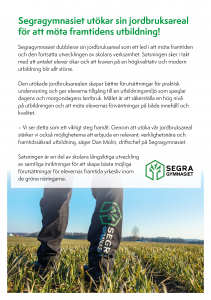 Läs mer om artikeln Segragymnasiet utökar jordbruksarealen